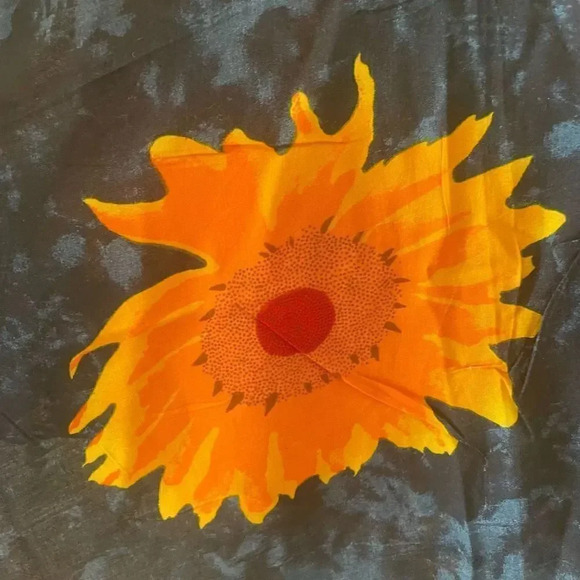 КОКO KNOT Navy Yellow Sunflowers Bovelty Print Boho Festival Cover Up #1643 - Picture 7 of 9